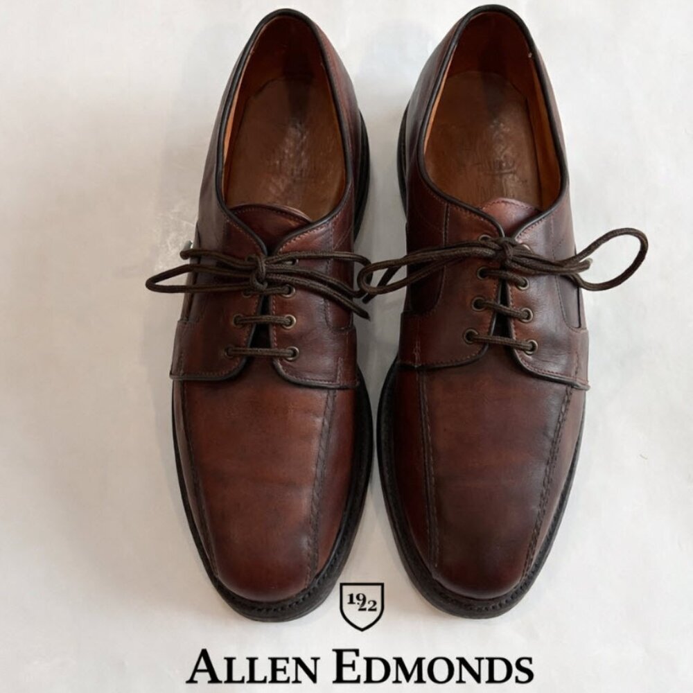 Allen Edmonds Mapleton Dark Brown Leather Derby Shoes Size 10 D